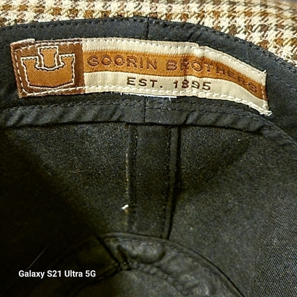 Goorin bros Plaid Tweed Fedora Hat OS Beige Brown EUC - Picture 3 of 7